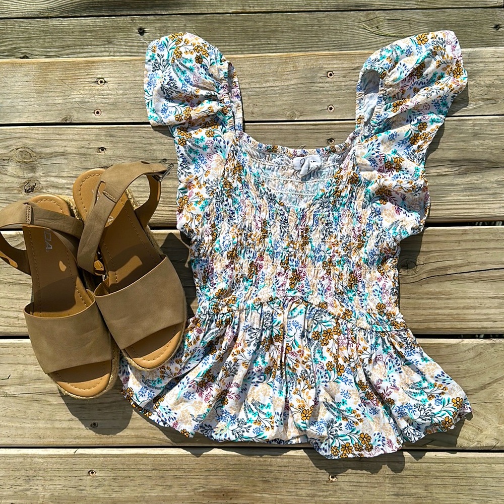 SOLD Boutique Smocked Tee - Picture 1 of 4
